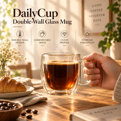 DailyCup Double-Wall Glass Mug