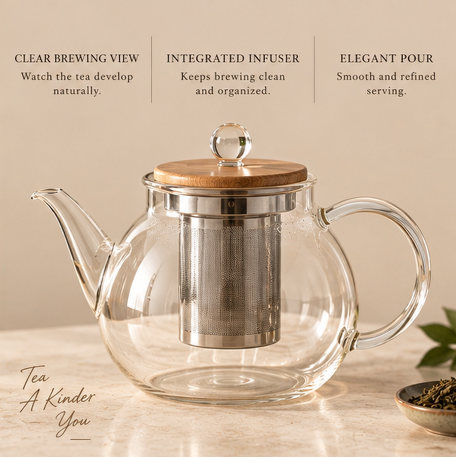 StillLeaf Glass Teapot