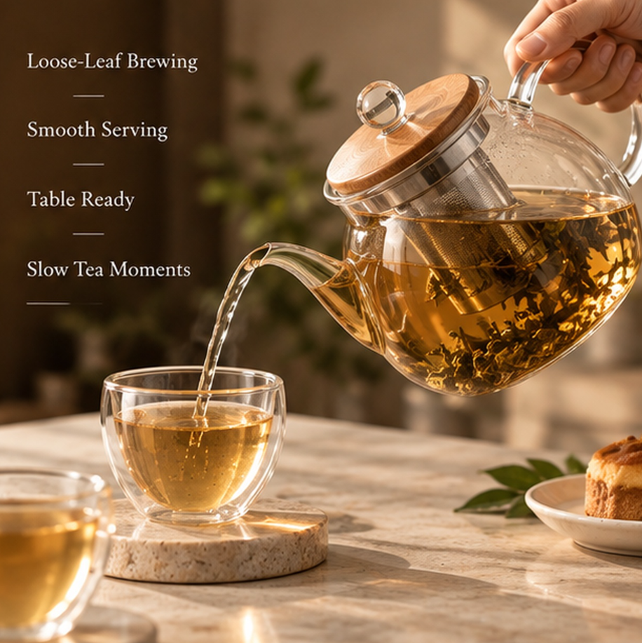 StillLeaf Glass Teapot
